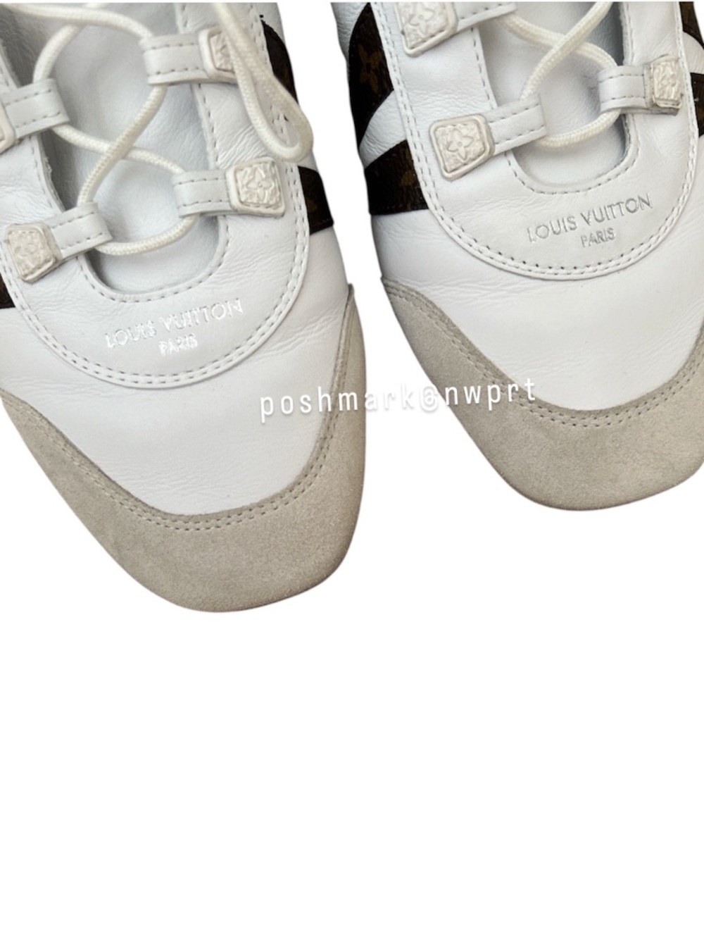 Louis Vuitton 💯 Sneakerina LV Monogram Sneakers White 37 7 Box - Picture 6 of 13